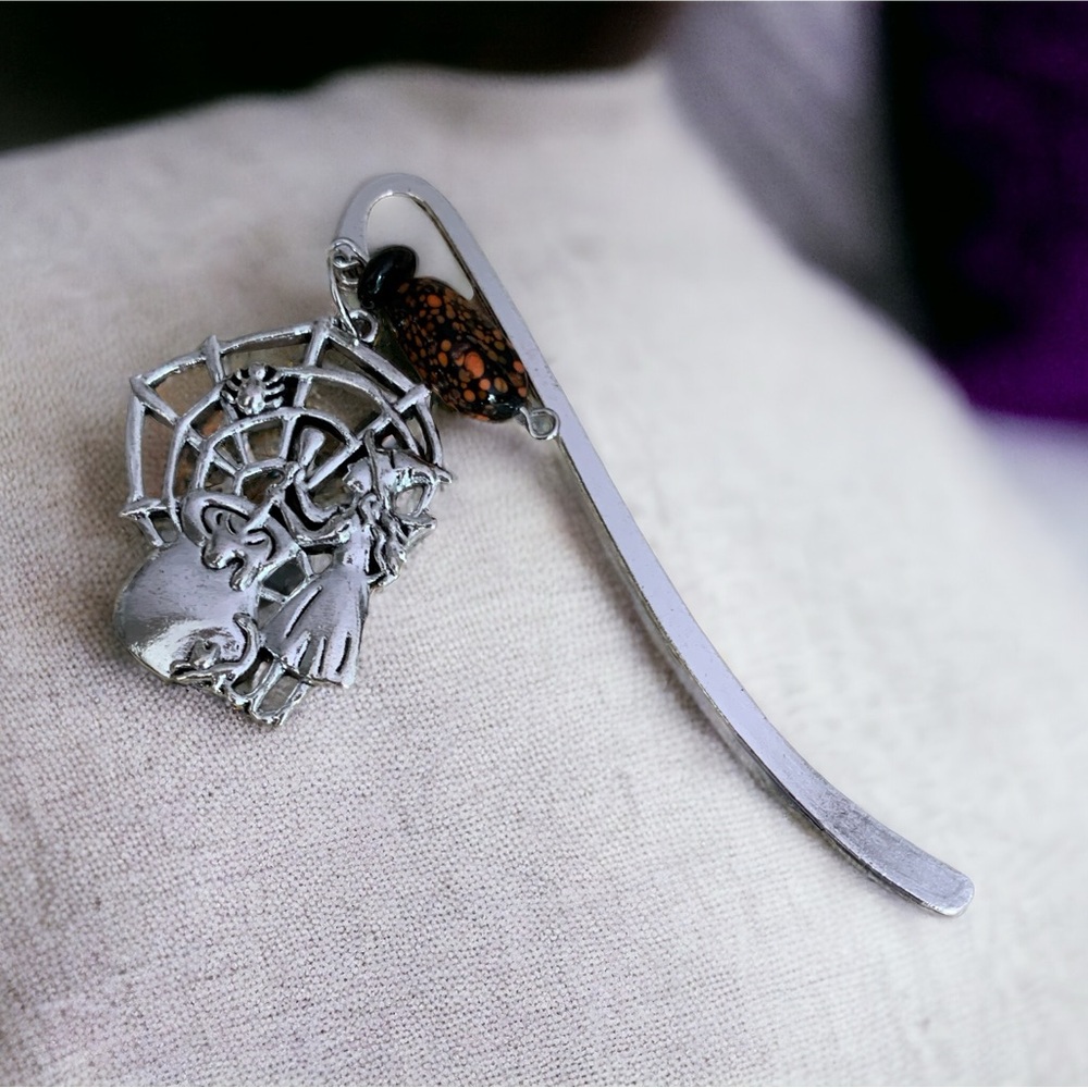 Grimoire bookmark with vintage blown glass bead NWT